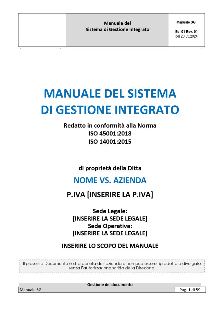 Kit Sistema di Gestione Integrato ISO 14001 - ISO 45001
