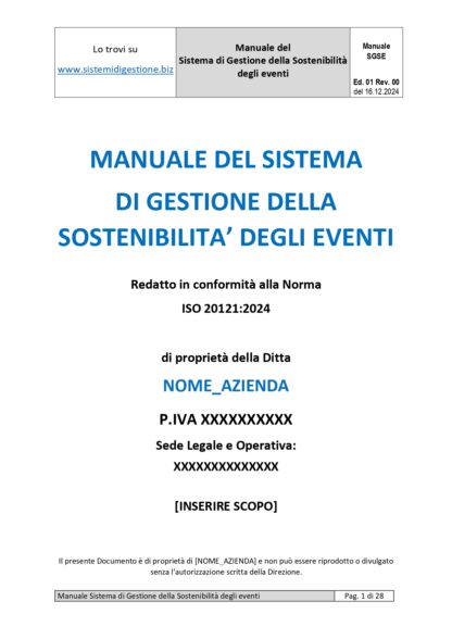 Kit Documentale Sistema di Gestione ISO 20121 - immagine 2